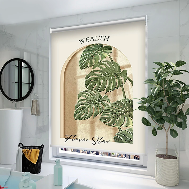 卫生间卷帘窗帘免打孔浴室防水帘子隐私简易拉帘升降卷拉式遮光