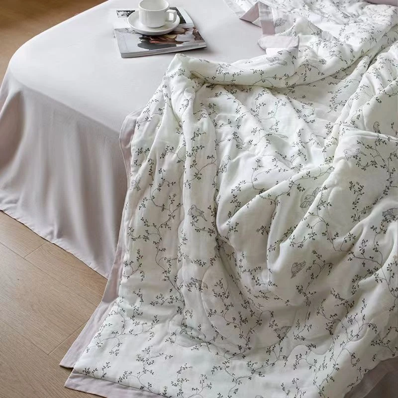 新生儿A类竹纤维夹棉夏凉被幼儿园宝宝柔软空调被学生夏被透气