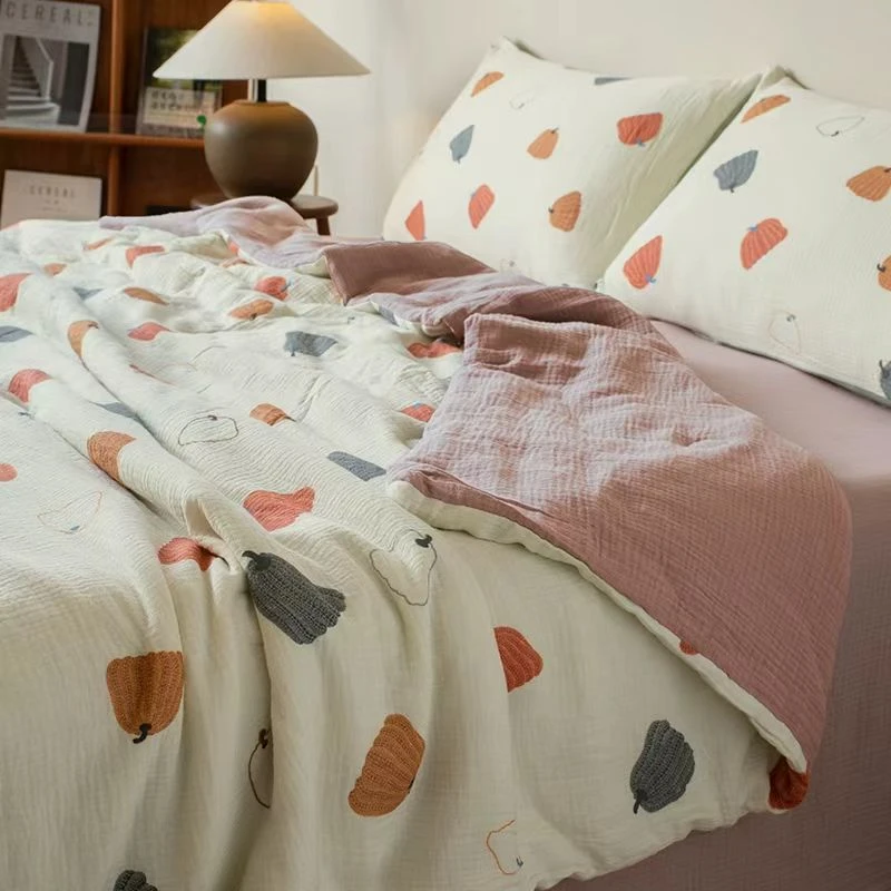 新品卡通可爱纯棉绉布夏凉被婴幼儿A类夹棉夏凉被幼儿园宝宝夏被