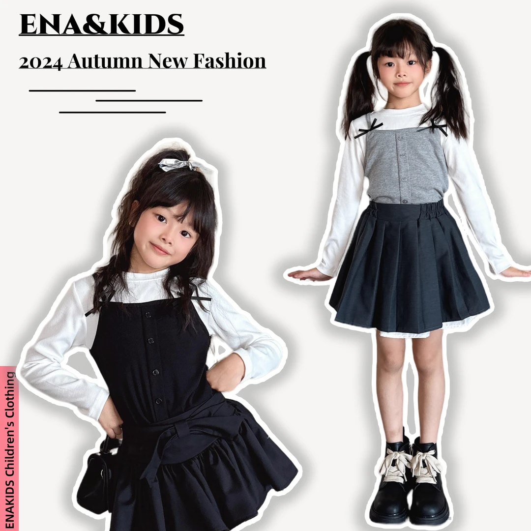 ENA恩娜kids【氧气苏打】女童秋季蝴蝶结T恤儿童拼色假两件长袖上衣