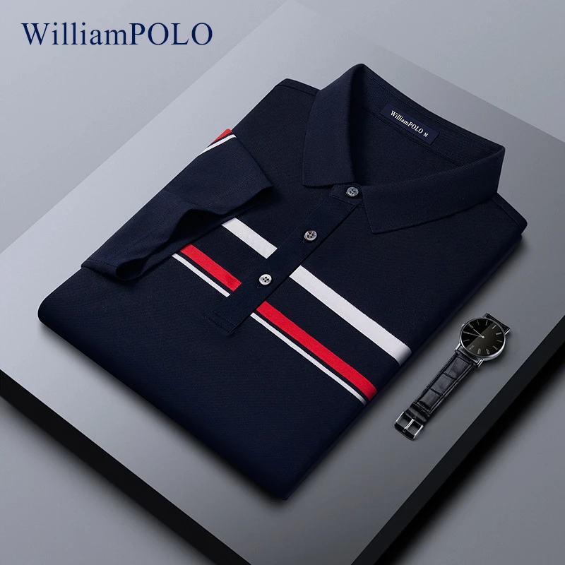 英皇保罗POLO衫男男士POLO衫短袖男翻领条纹衫透气专柜正品男短袖