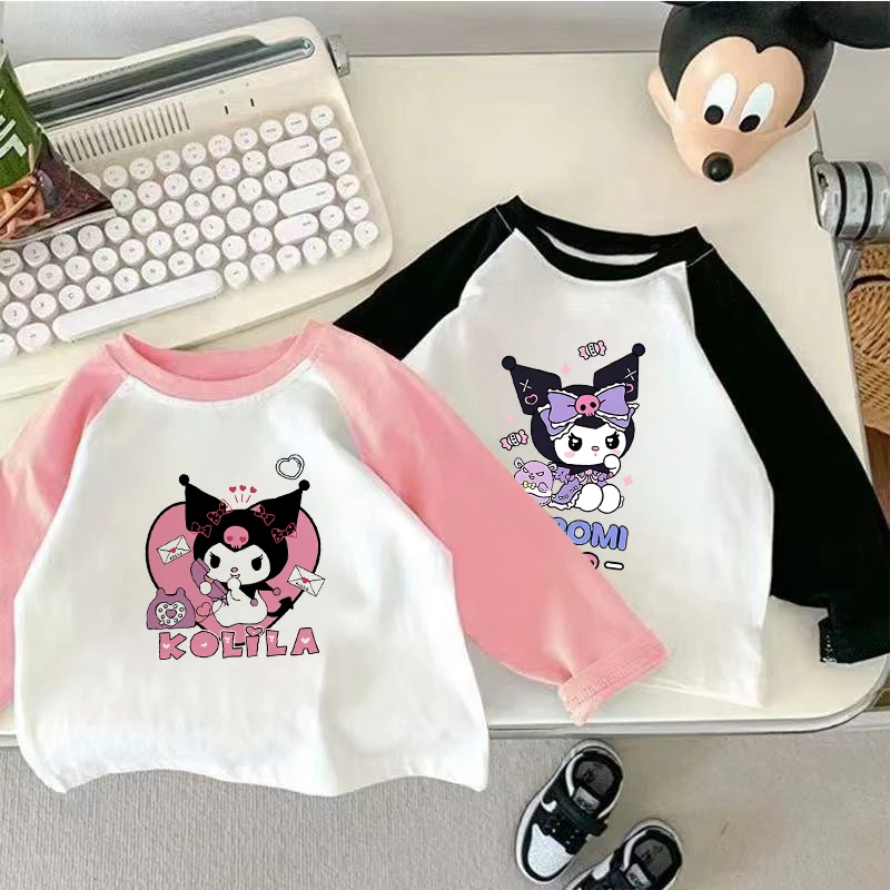 女童长袖T恤儿童春秋百搭打底衫卡通印花库洛米可爱外穿上衣T恤