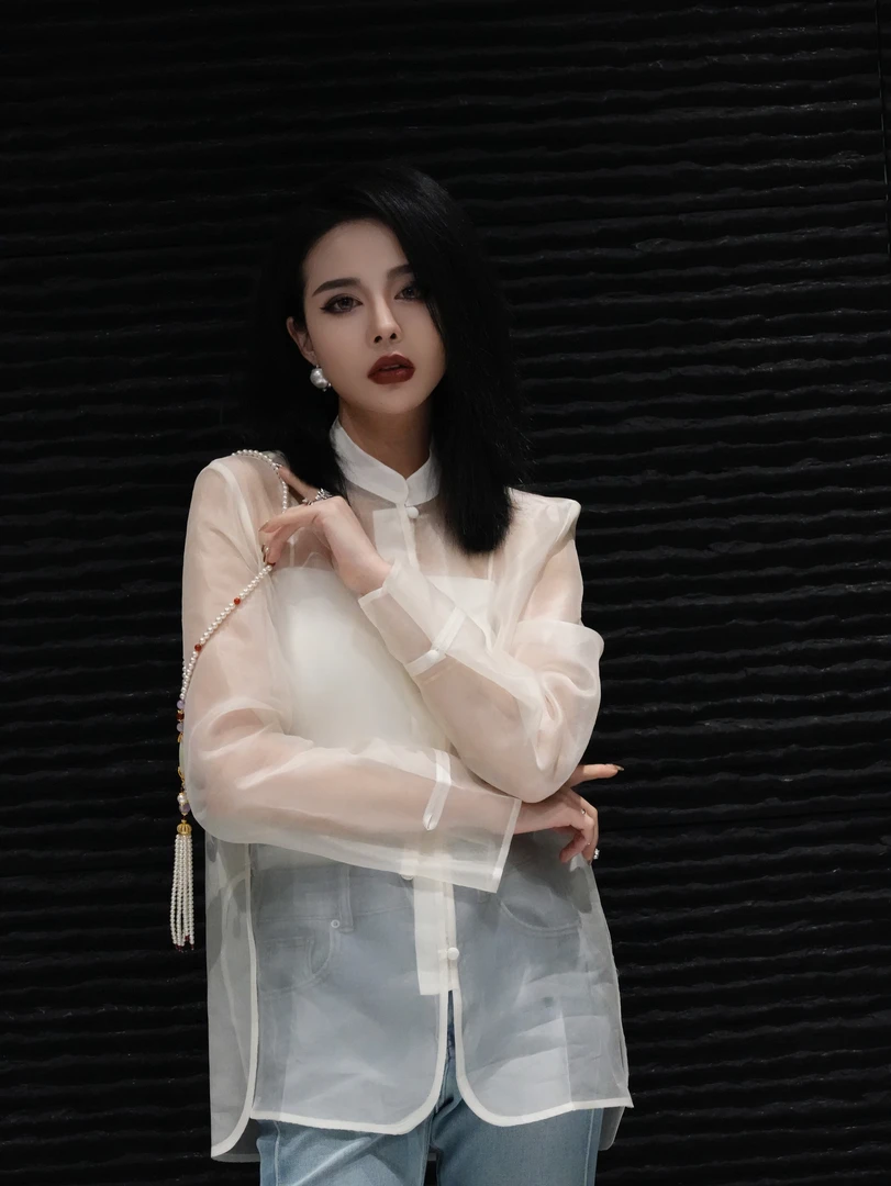 POPULARYW【特价款--白驹过隙】Z·R上品屋 中式清冷轻薄欧根纱衬衫