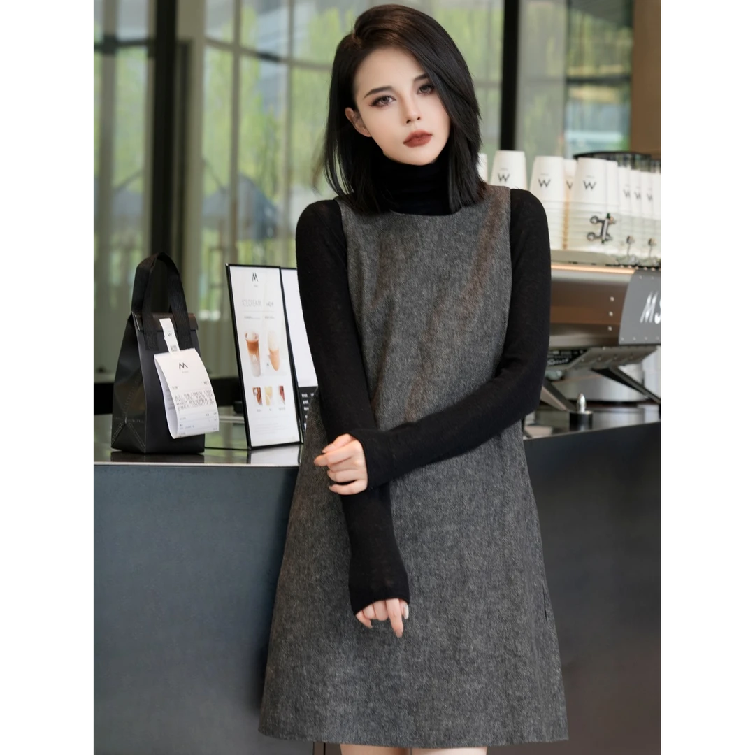 POPULARYW【荠麦弥望—连衣裙】Z·R上品屋 极简圆领无袖A字连衣裙