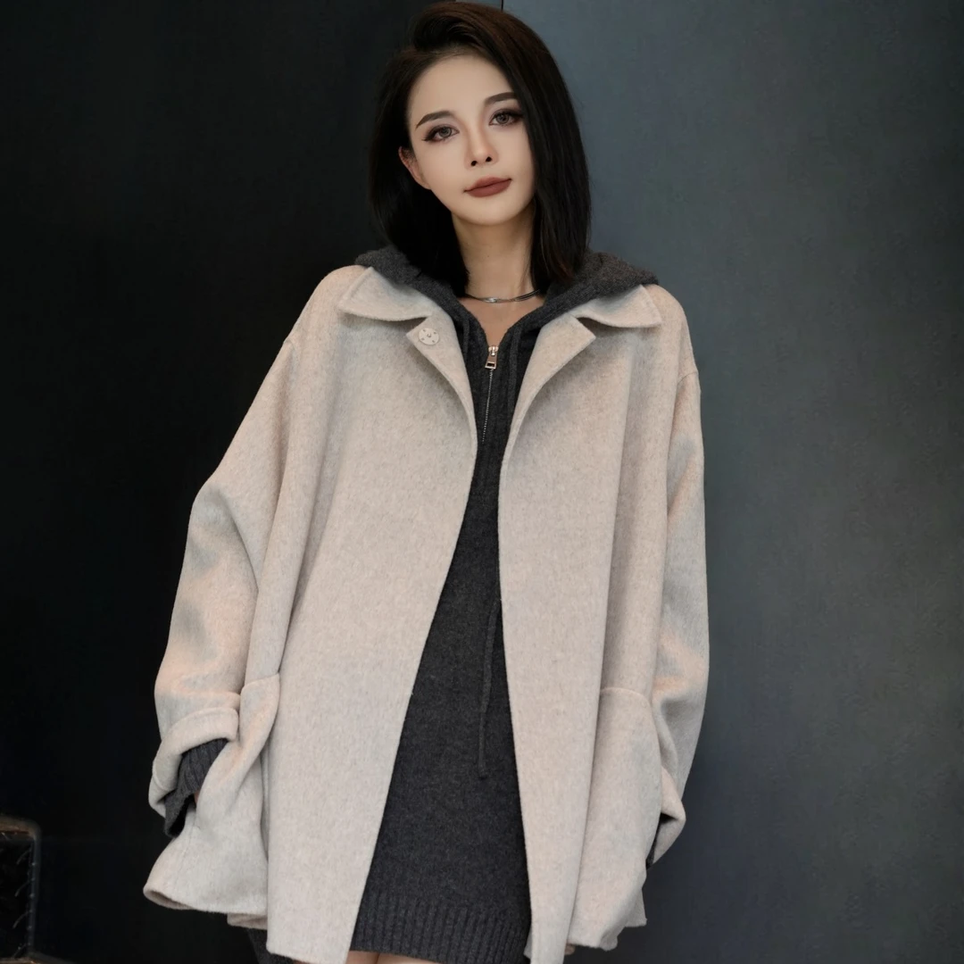 POPULARYW【舟叙月薏】Z·R上品屋 极简翻领A版双面毛呢大衣