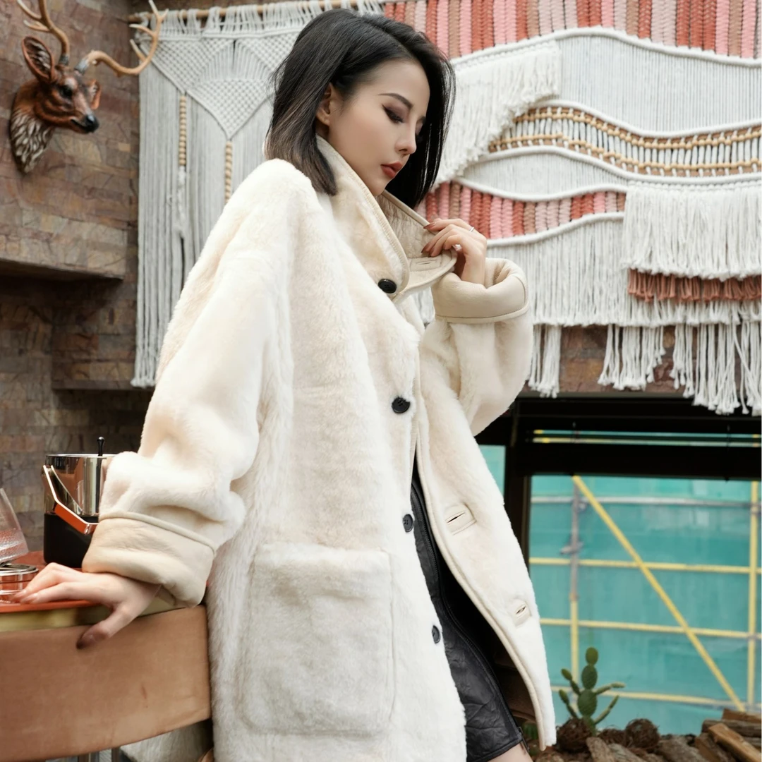 POPULARYW【旅雁秋蒲】Z·R上品屋 气质双面穿宽松羊皮一体外套