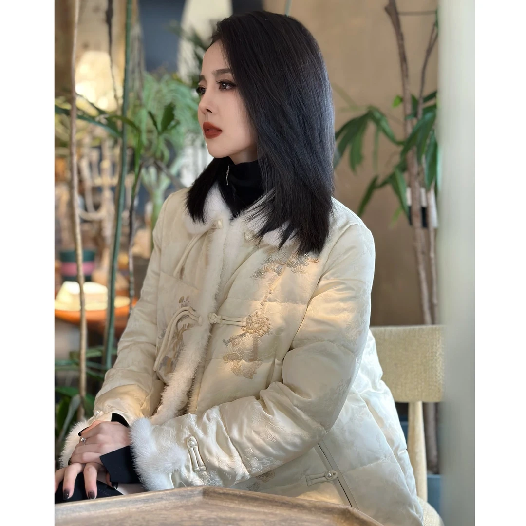 POPULARYW【取青妃白】Z.R上品屋 国风钉珠刺绣流苏扣羽绒服