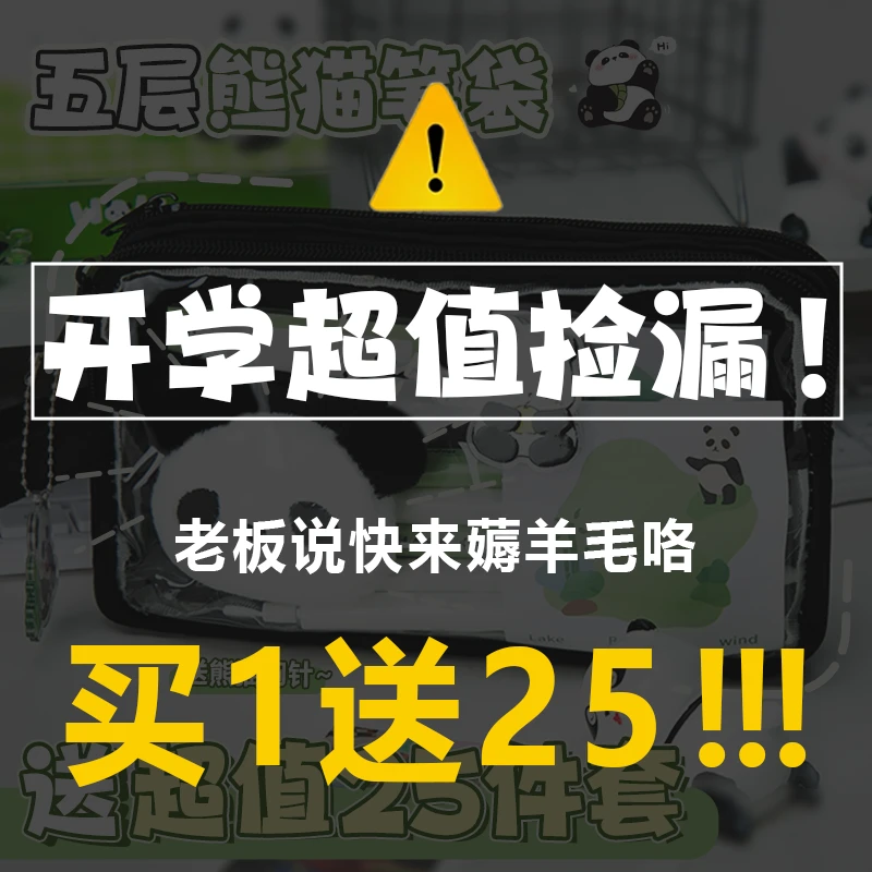 熊猫透明笔袋大容量高颜值ins铅笔盒铅笔女孩新款简约文具盒便携