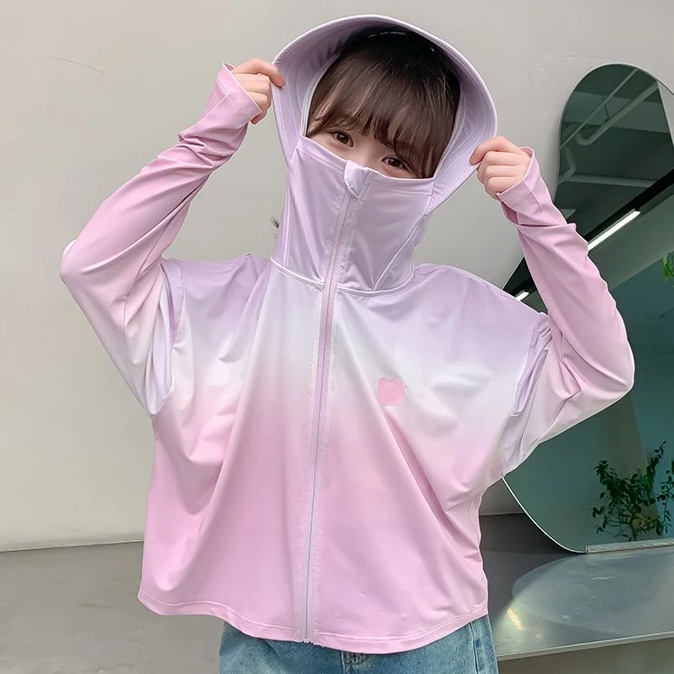 【抖音严选】女童防晒衣2025夏新款洋气渐变轻薄外套休闲连帽防晒服