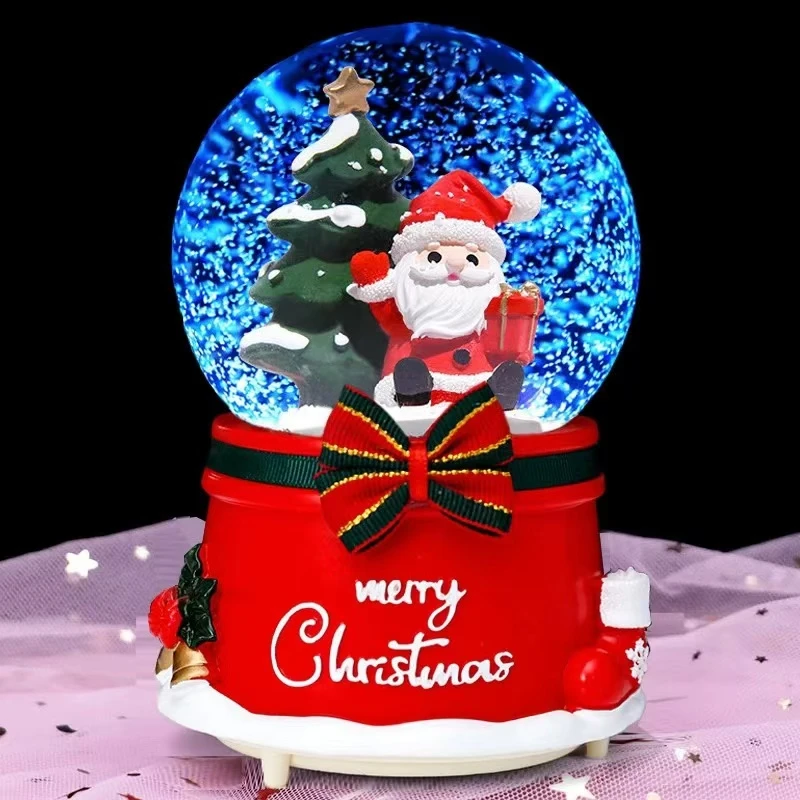 圣诞节礼物老人发光旋转水晶球八音盒女生音乐盒平安夜儿童男女孩