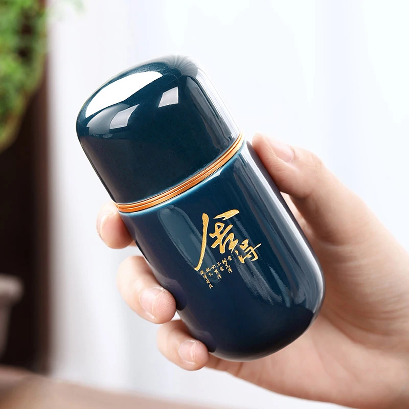 茶叶罐小号便携式随身茶罐茶叶盒旅行车载陶瓷迷你密封罐子储存罐
