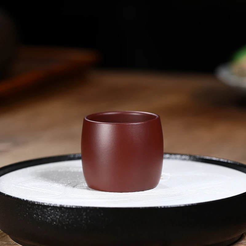宜兴紫砂杯品茗杯大红袍朱泥老紫泥段泥单个主人杯杯子茶杯