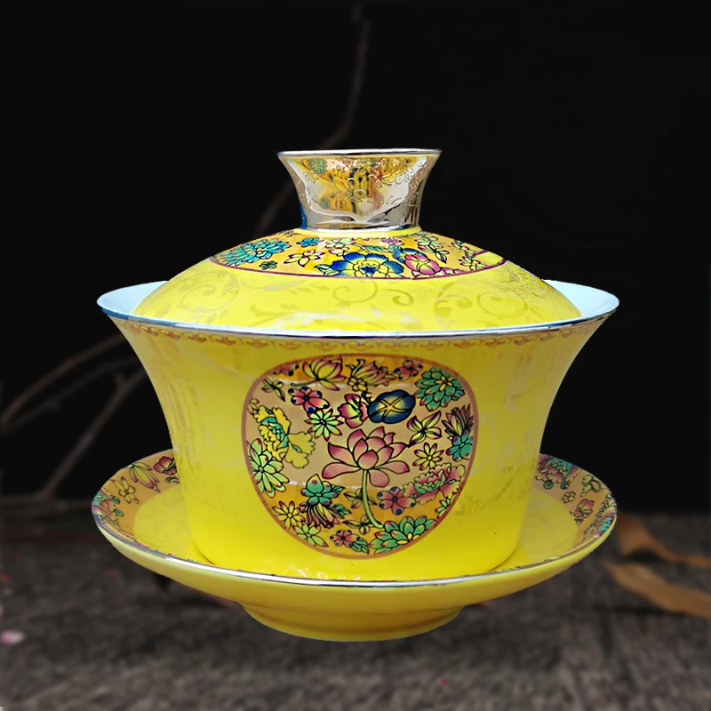 宁夏盖碗400-500三才碗八宝茶盖碗大号特大三泡台泡茶盖碗大码