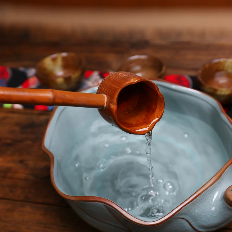 茶道竹根茶水勺竹制分茶勺长柄把舀水瓢小汤勺日式功夫茶具煮茶器