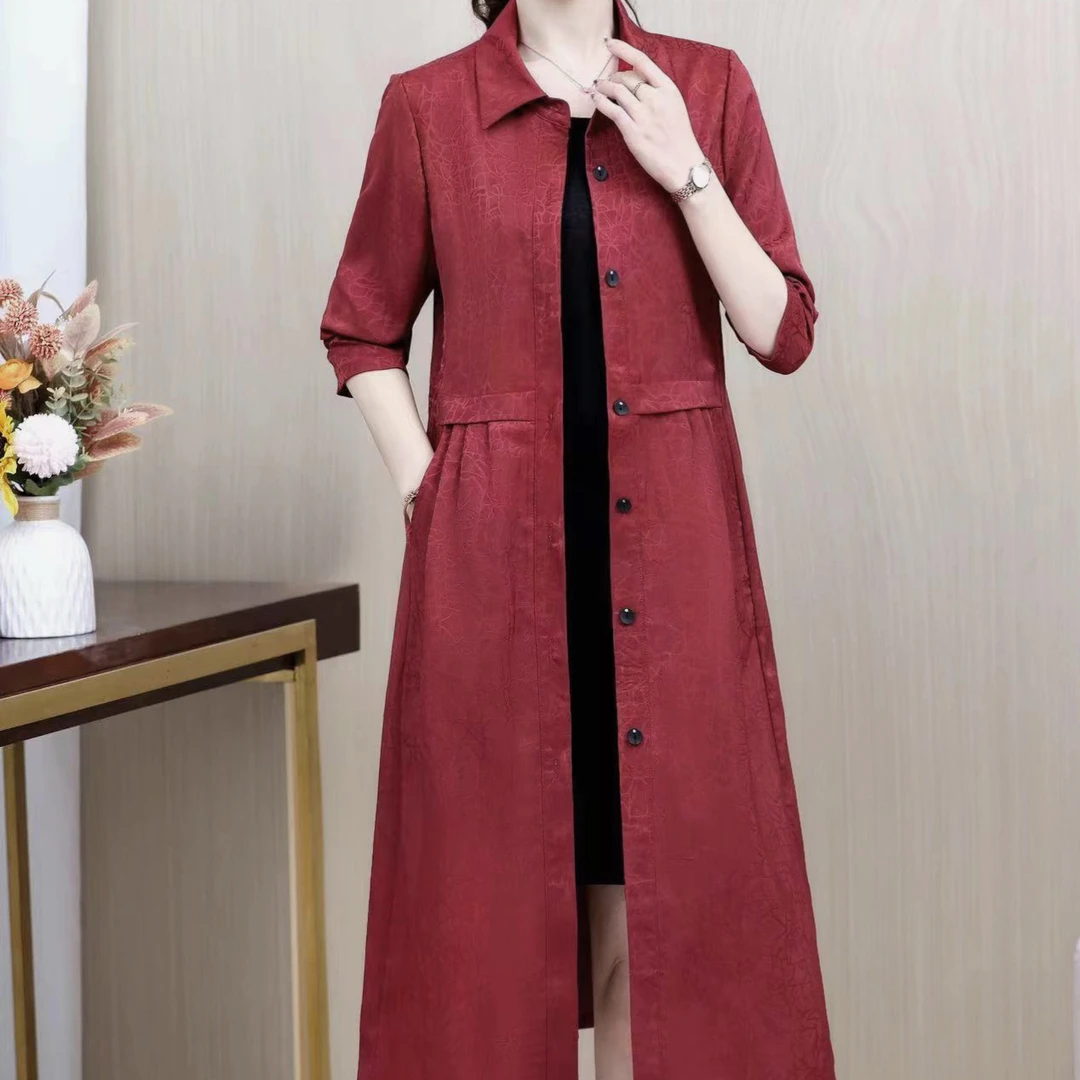 5004 气质宽松韩版显瘦百搭花罗风衣网红