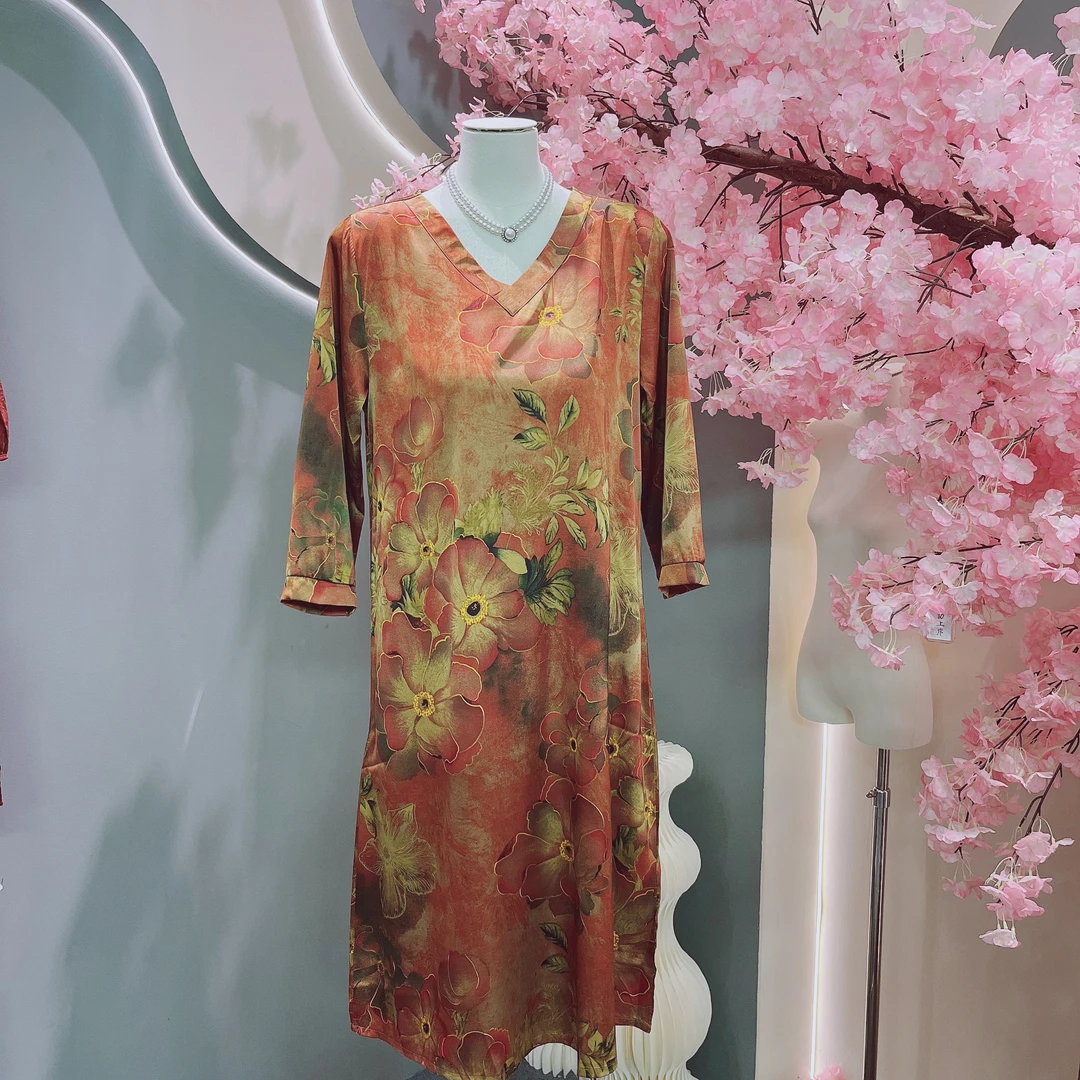 2263 复古直筒气质国风连衣裙