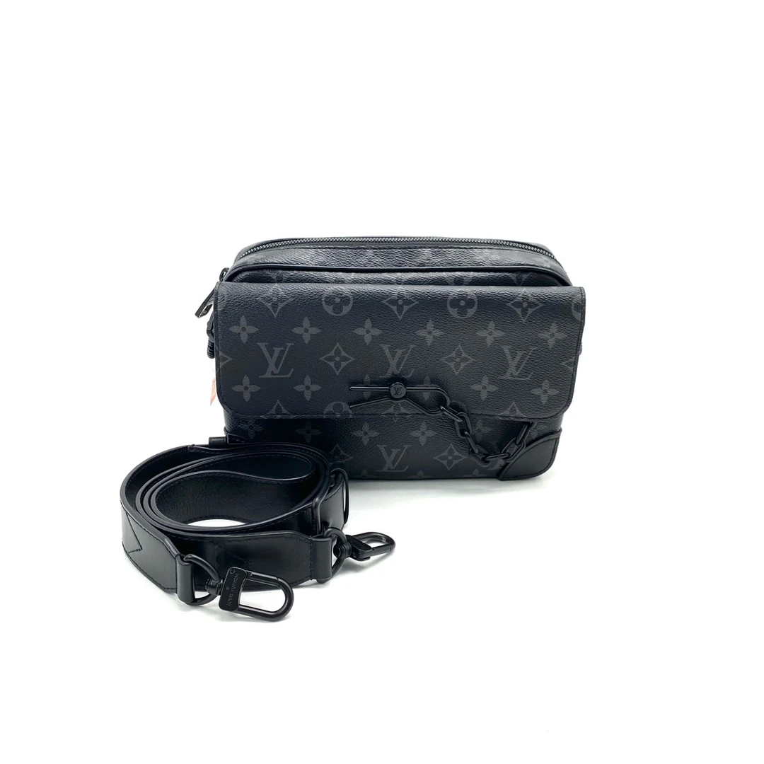 95新 LouisVuitton/路易威登 新款黑老花steamer邮差包 尺寸24/17