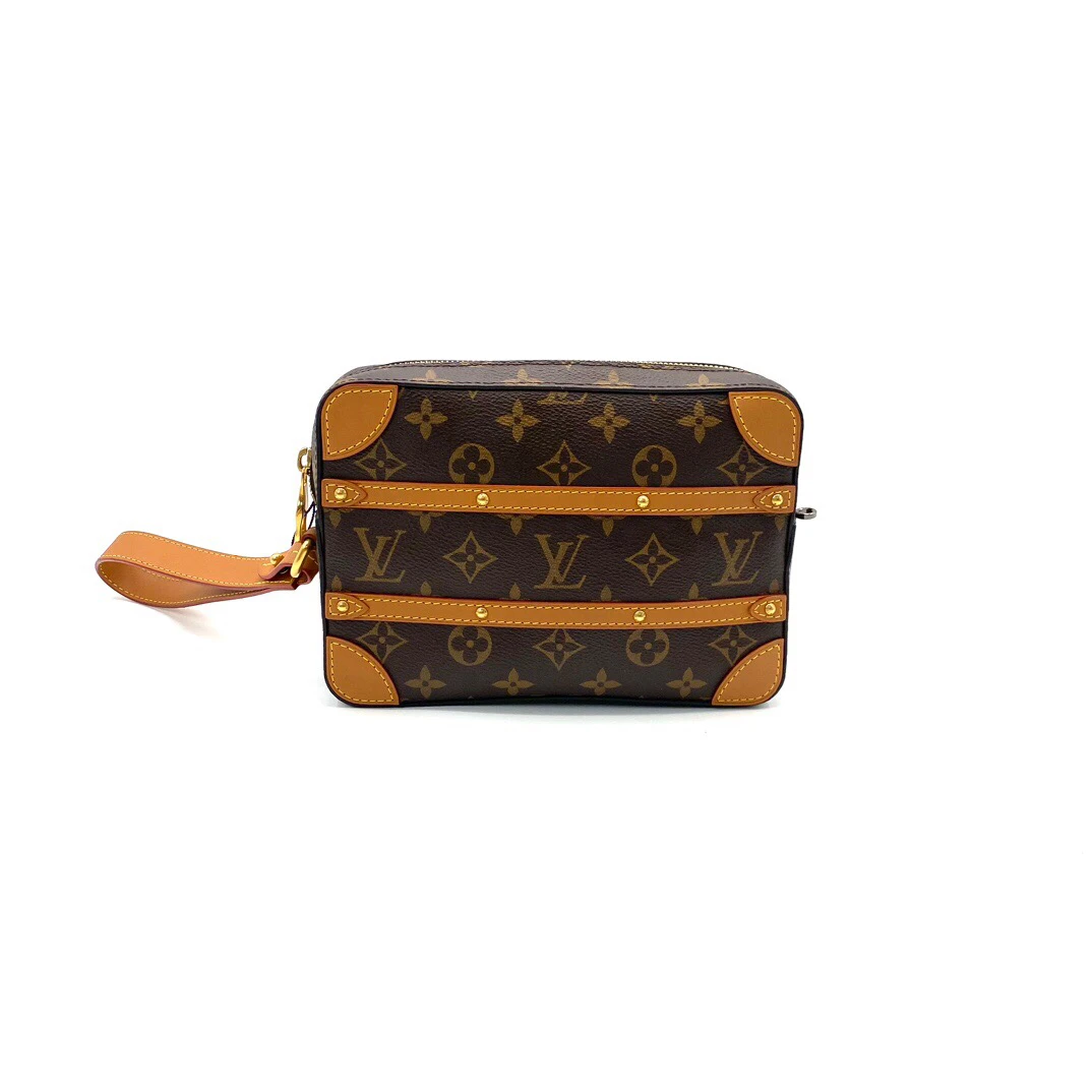 99新 LouisVuitton/路易威登 棕老花手拿包lv男包 尺寸21/15