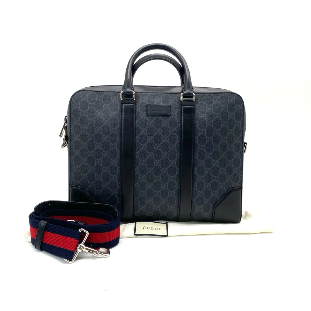 95新 GUCCI/古驰 黑老花手提公文包 尺寸36/27