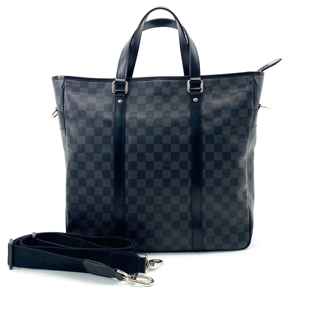 95新 LouisVuitton/路易威登 黑棋盘格大号托特包 尺寸37/36