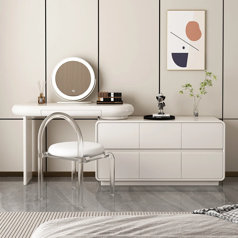 (新款福利价)梳妆台奶油风化妆桌可伸缩床尾柜斗柜收纳柜化妆台