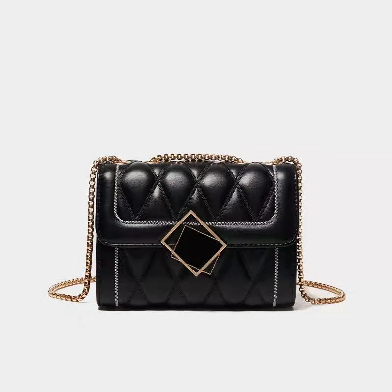 2024四季气质款时尚百搭简约方扣单肩斜挎女包菱格链条包YM-007