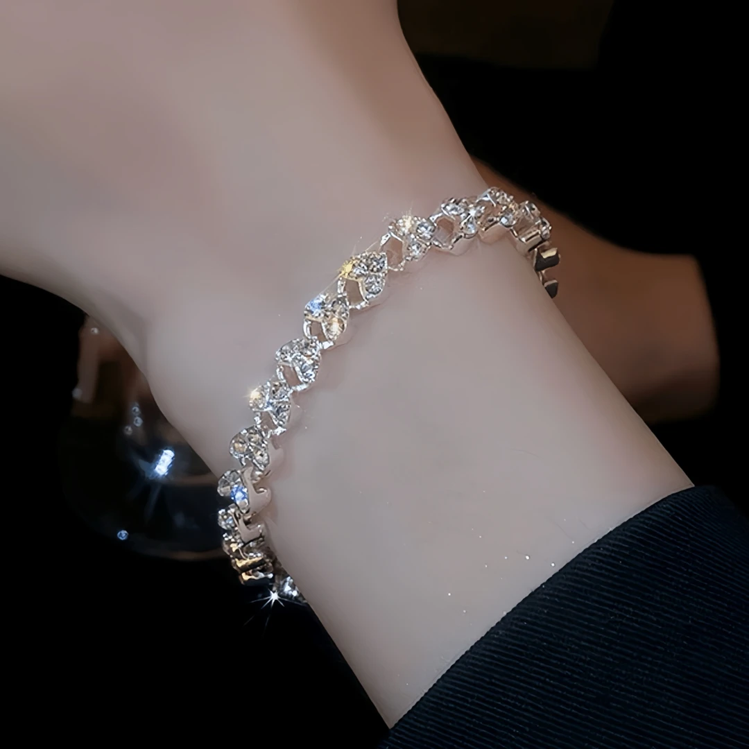 铜合金合成锆石手链 0074经典款满镶爆闪重工手工手链