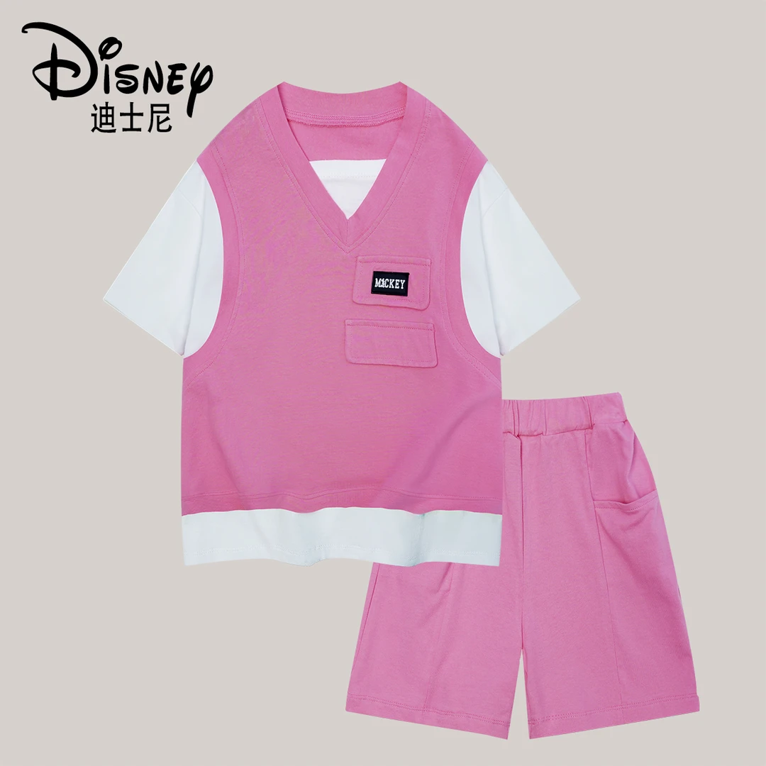 Disney/迪士尼夏季百搭儿童时尚短袖套装EDTZ88813