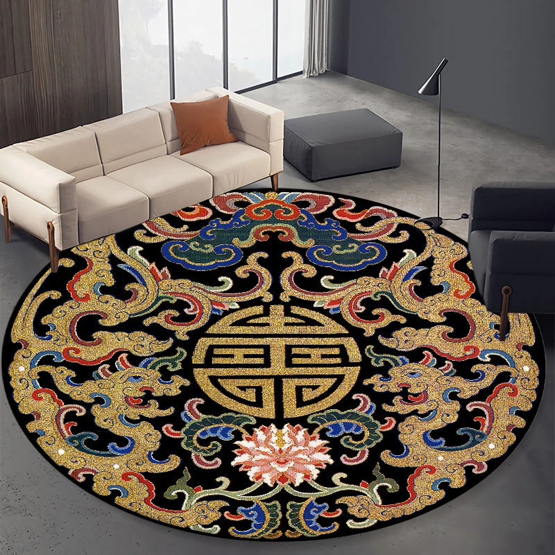 [西藏包邮]圆形地毯茶几垫地毯客厅中国风家用床边地垫书房电脑椅