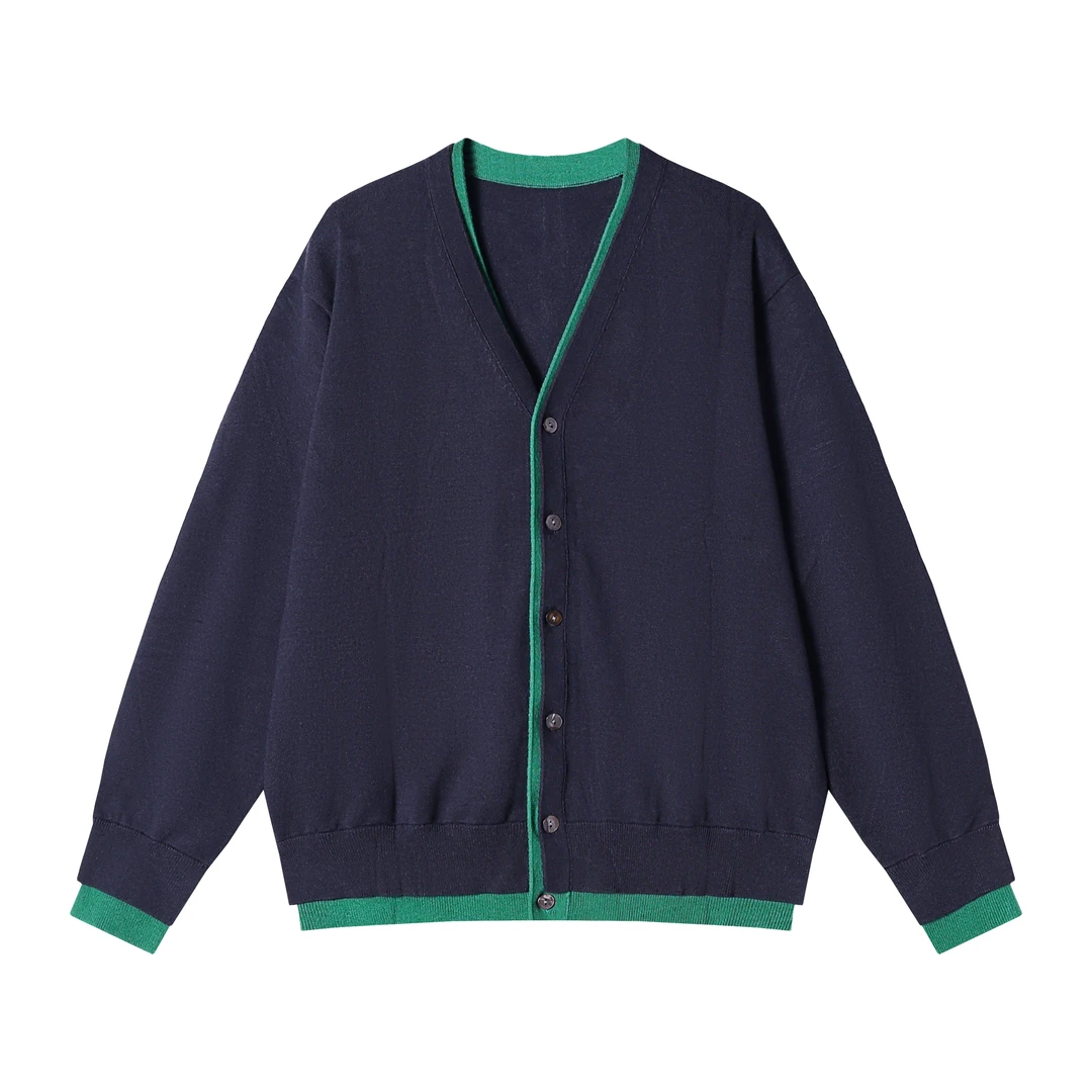 新款时尚个性纯色假两件纽扣针织开衫休闲百搭舒服上衣外套MY163