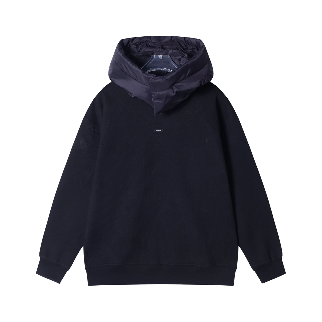 秋冬季新款时尚个性潮牌设计感拼接连帽卫衣复古情侣百搭上衣