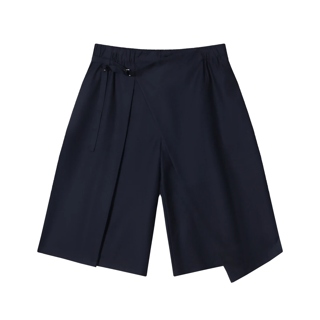 夏季新款时尚拼接扣绳男士短裤百搭潮流休闲裤时尚简约小众裤子