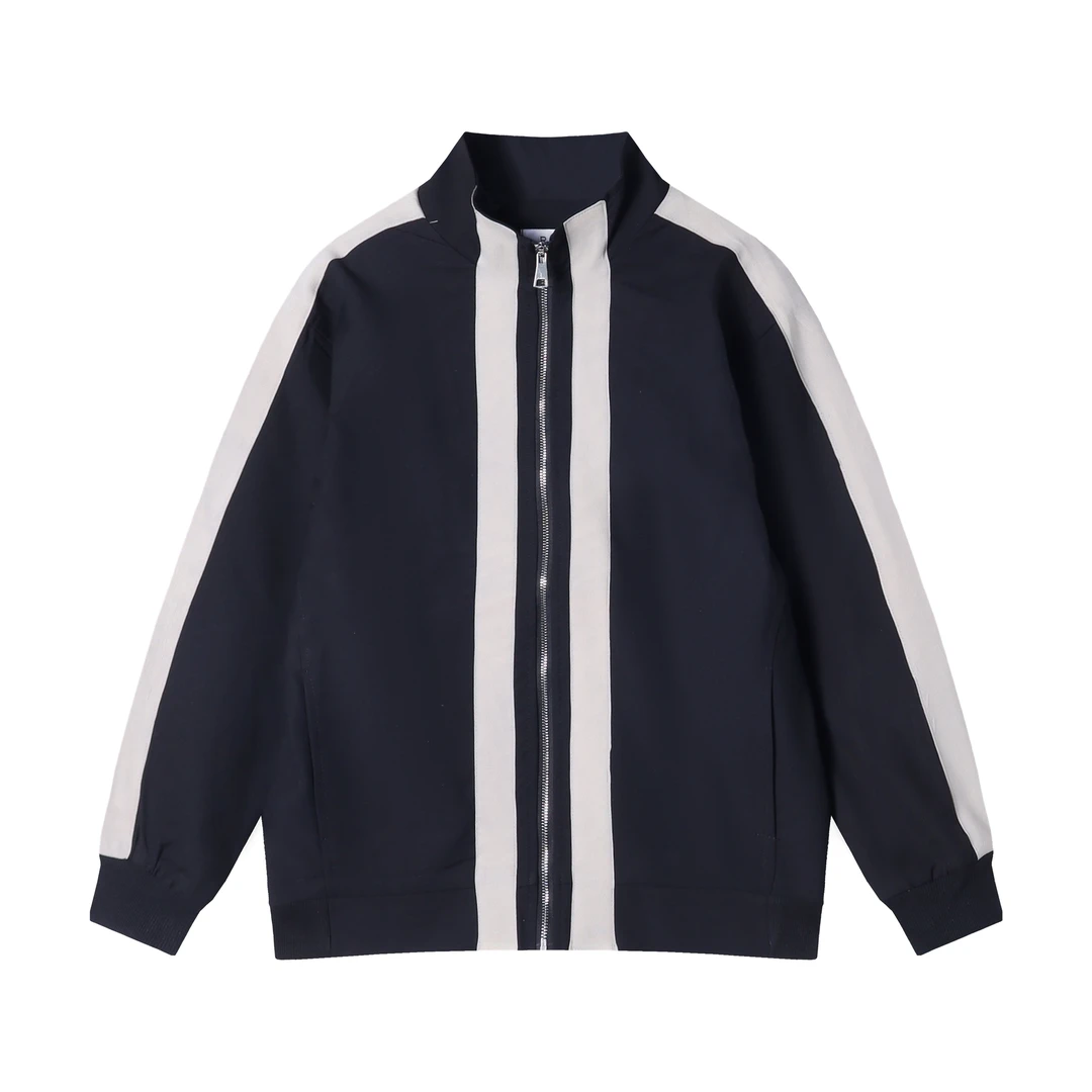 秋季新款时尚个性撞色织带设计感夹克外套韩版潮流休闲立领上衣