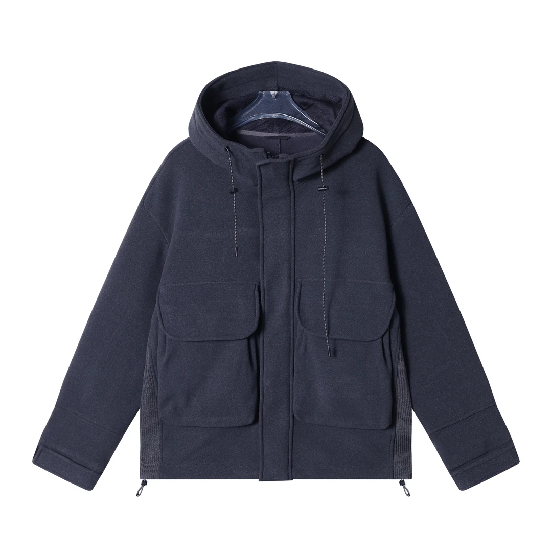 新款时尚个性拼接立领连帽拉链开衫夹克宽松百搭潮流上衣外套6211