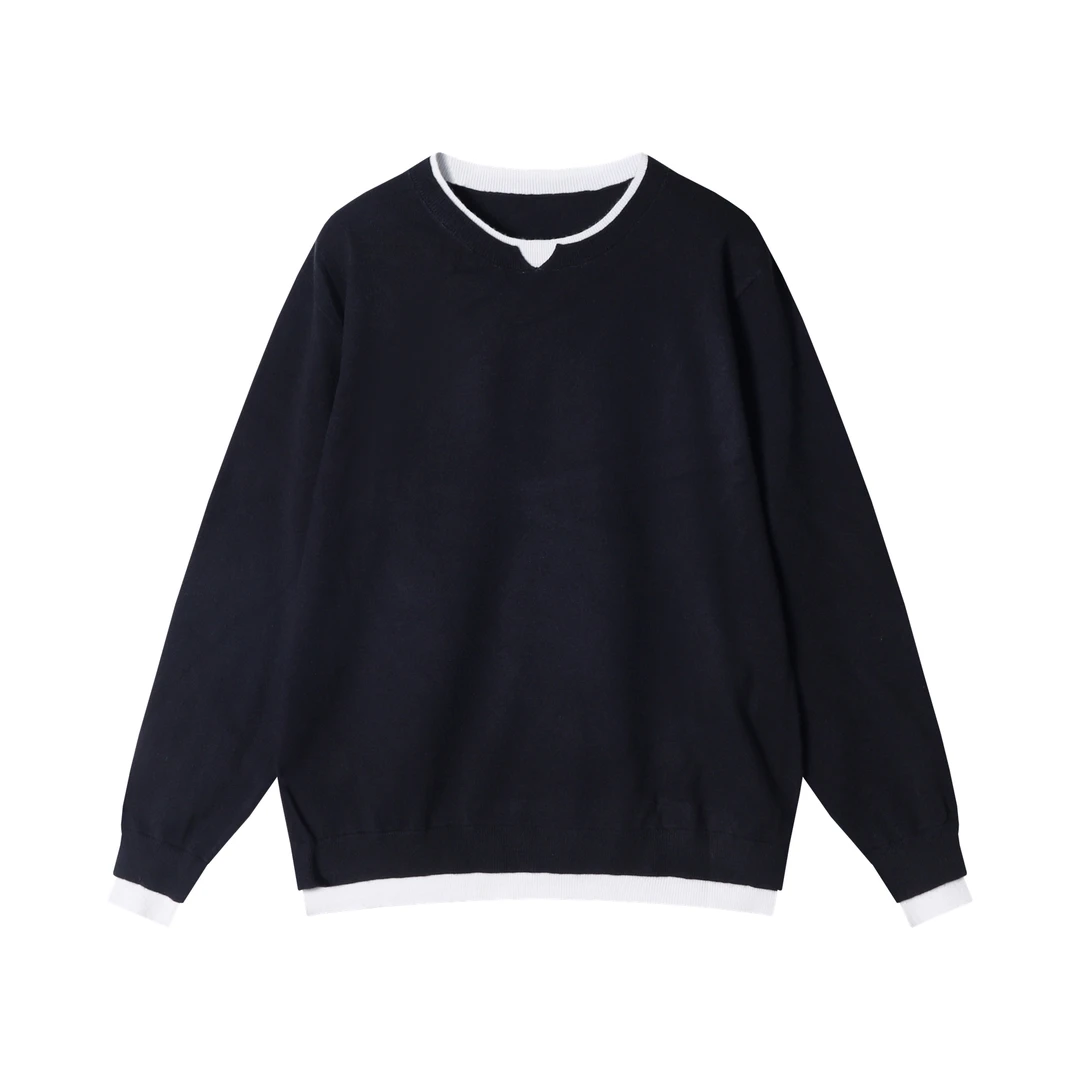 秋冬季新款时尚个性美式街头撞色假两件套头卫衣百搭简约宽松上衣