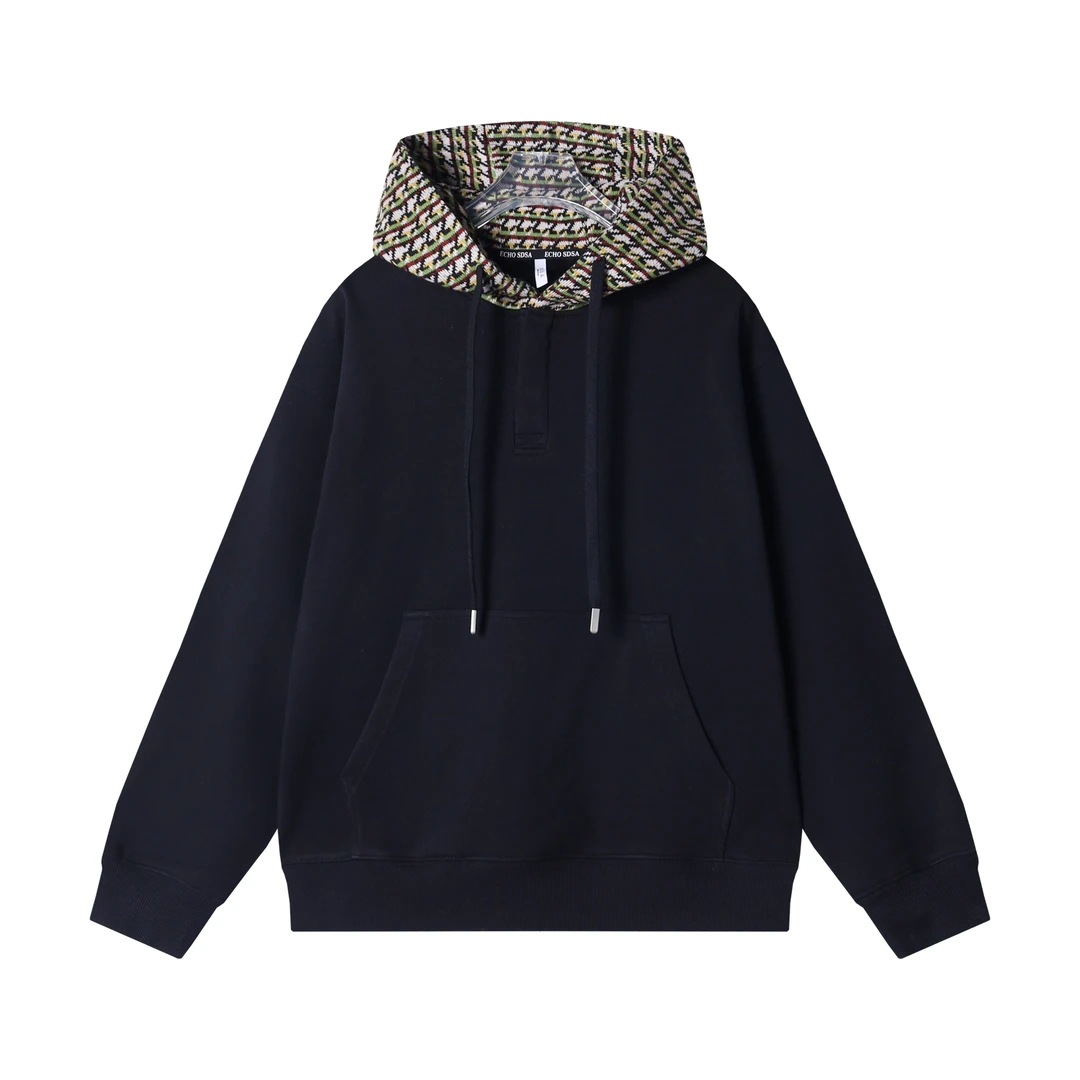 时尚个性美式街头拼接抽绳连帽卫衣情侣百搭休闲上衣外套WY901