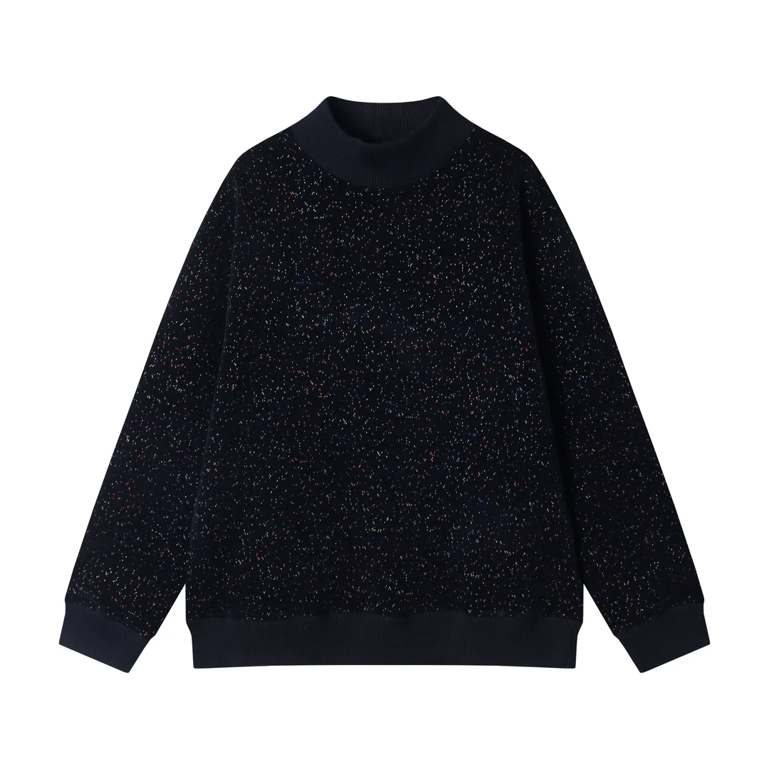 WY803秋冬季新款美式撞色彩色点圆领针织毛衣潮流宽松休闲上衣