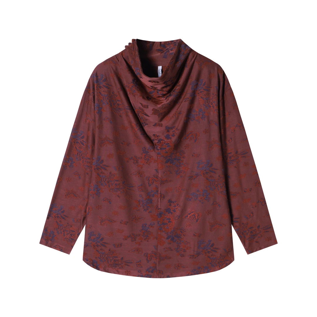 T1839新款时尚个性刺绣蕾丝花纹堆堆套头长袖T恤休闲百搭上衣