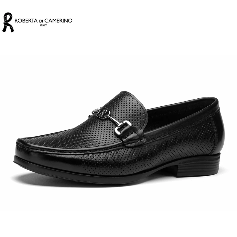 【专柜同款】诺贝达夏季商务休闲皮鞋牛皮套脚一脚蹬男鞋