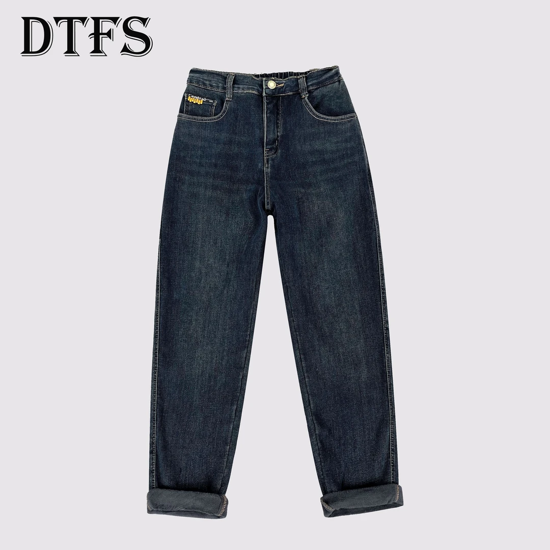 2024冬季新款加绒松紧腰哈伦裤女时尚显瘦百搭保暖老爹裤7S01020