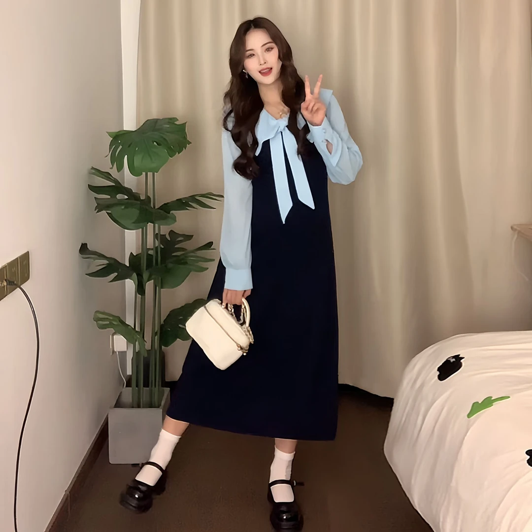 大码女装法式夏季显瘦气质假两件长款连衣裙微胖MM连衣裙穿搭拼接