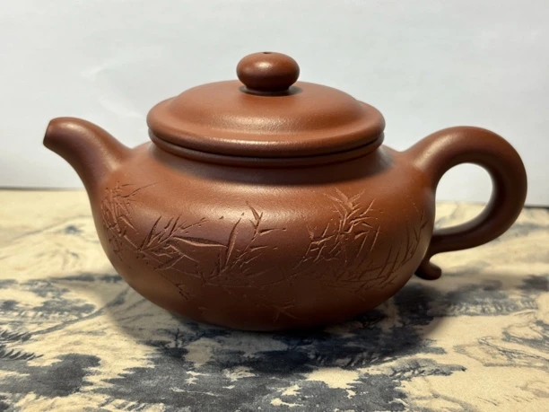 紫泥全手工刻绘仿古壶（竹子）
