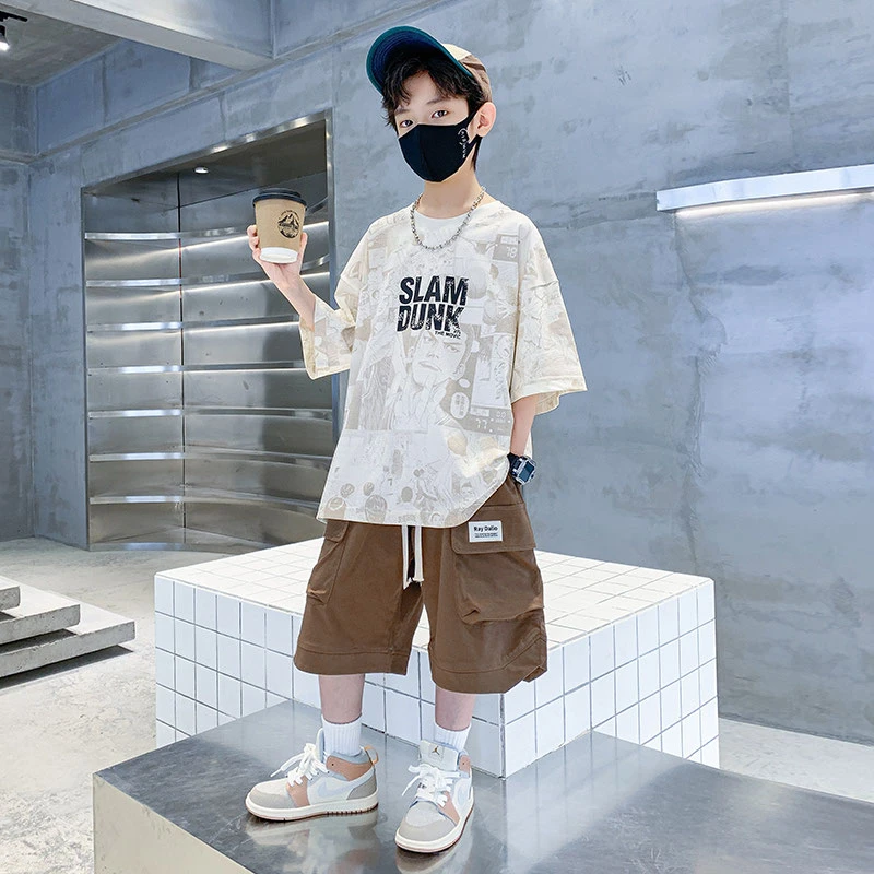 男童夏装短袖套装2025新款中大儿童夏季洋气男孩夏款帅气时髦潮衣