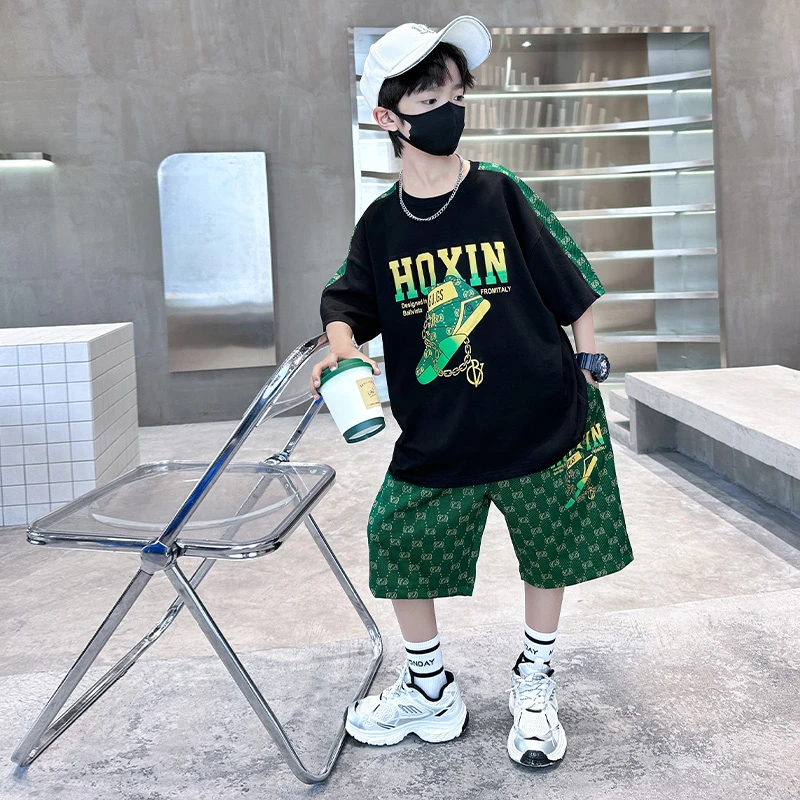 儿童装男童夏装套装2024新款运动夏季男孩中大童薄款夏款酷帅气潮