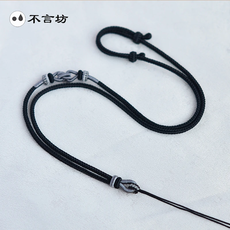 手工编织吊坠挂绳黑绳高货绳可调节无事牌绳子挂坠绳时尚黑色