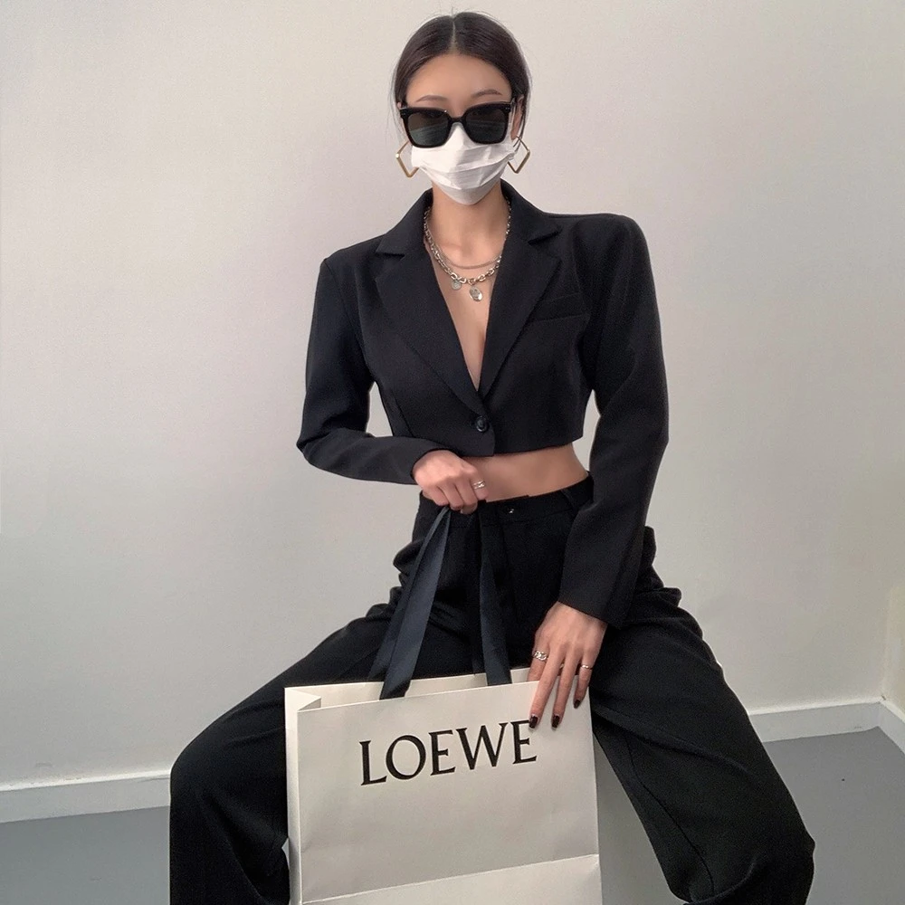 【Aliu自制】超飒帅气时尚感拉满C位设计短外套西装韩版显瘦辣妹