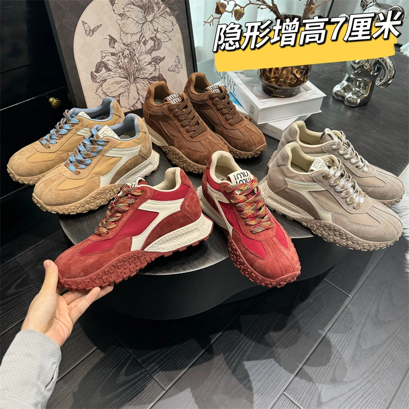 kuki kuki【内增高7厘米】镇店四季款真皮小个子厚底休闲百搭运动鞋