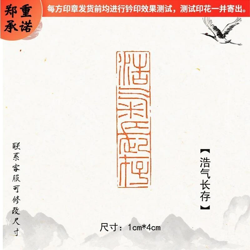 浩气长存黄铜闲章篆刻字印章书法书画毛笔国画印章闲章定制引首章