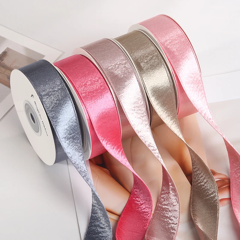2.5cm加厚亮光双面丝带礼品包装花束缎带彩带DIY手工装饰烘焙花艺
