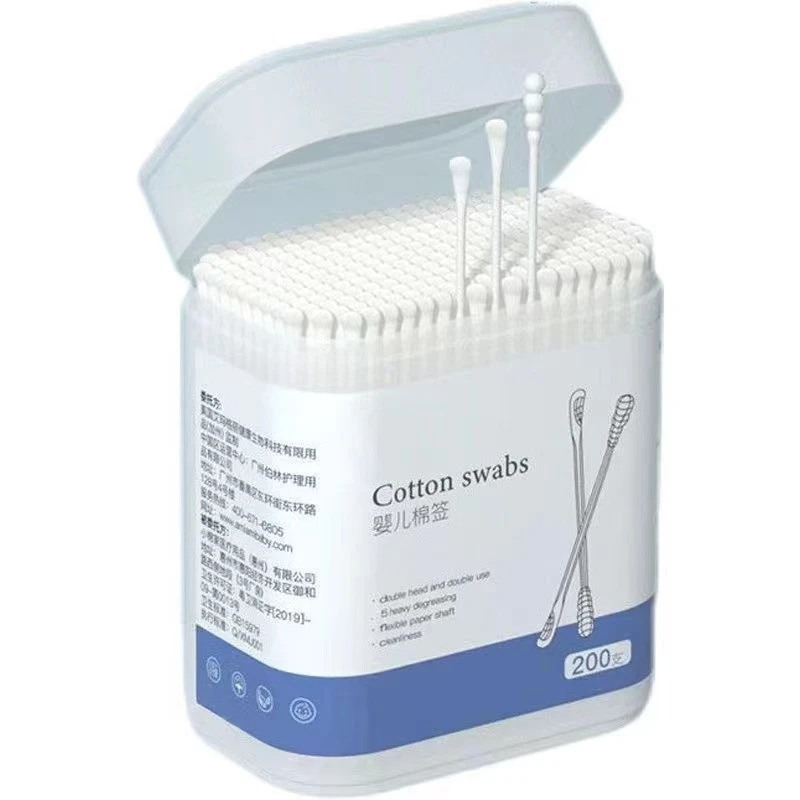 婴儿棉签耳勺二合一棉签棒新生儿消毒护理棉签螺旋头掏耳朵盒装商品图